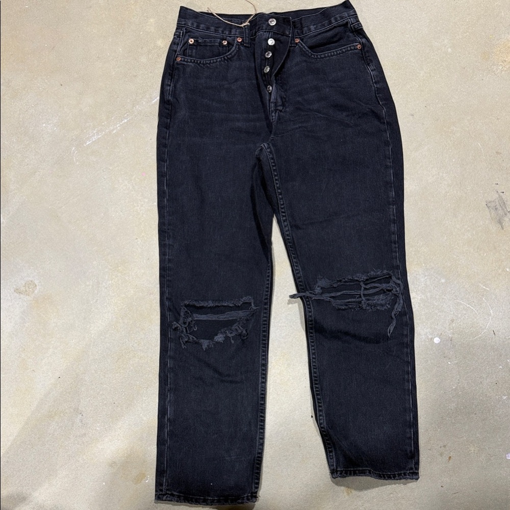 Topshop Black Distressed Women Jeans